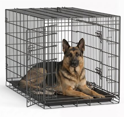 FDW | 48" Foldable Metal Dog Crate | Dark Black | Cage for XL Dogs