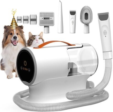 FIXR Dog Grooming Vacuum Kit with Clippers, 12000Pa Strong Suction, 2L Large Dust Cup, Low Noise