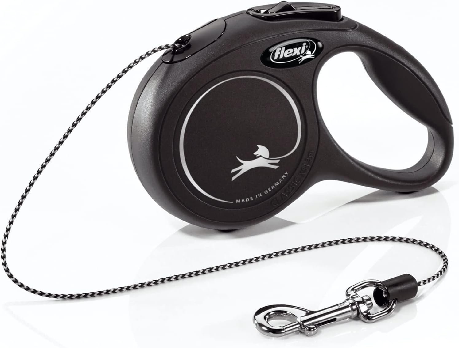 FLEXI® Classic XS Cord Retractable Dog Leash, 3-Finger Grip, 10 ft – Black FLEXI® Classic XS Cord Retractable Dog Leash, 3-Finger Grip, 10 ft – Black