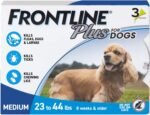 FRONTLINE Plus Flea & Tick Spot Treatment for Medium Breed Dogs 23-44 lbs. (Blue) Count of 3