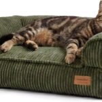 FUKUMARU Dog Couch Bed, Corduroy Cozy Cat Bed, Waterproof, Washable Cover