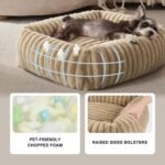 FURTIME Dog Bed Medium Size Dog, Washable Orthopedic Pet Bed with Removable Cover, Rectangle Soft Calming Sleeping Puppy Bed Durable Pet Cuddler with Anti-Slip Bottom, Beige, M Plus (30"x24"x8") - Image 2