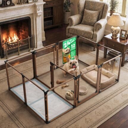 FXW AuraSpace Pro Clear Acrylic Indoor Dog Playpen, 24" H, 12 Panels