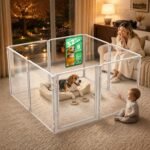 FXW AuraSpace Pro Clear Acrylic Indoor Dog Playpen, 32″ H, 8 Panels