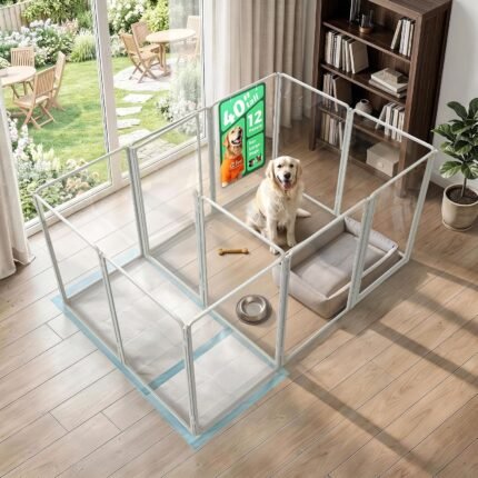 FXW AuraSpace Pro Clear Acrylic Indoor Dog Playpen, 40" H, 12 Panels