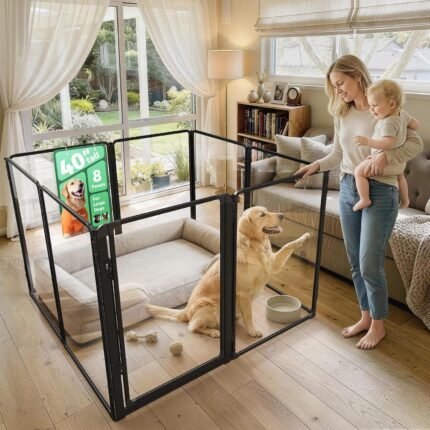 FXW AuraSpace Pro Clear Acrylic Indoor Dog Playpen, 40"H, 8 Panels