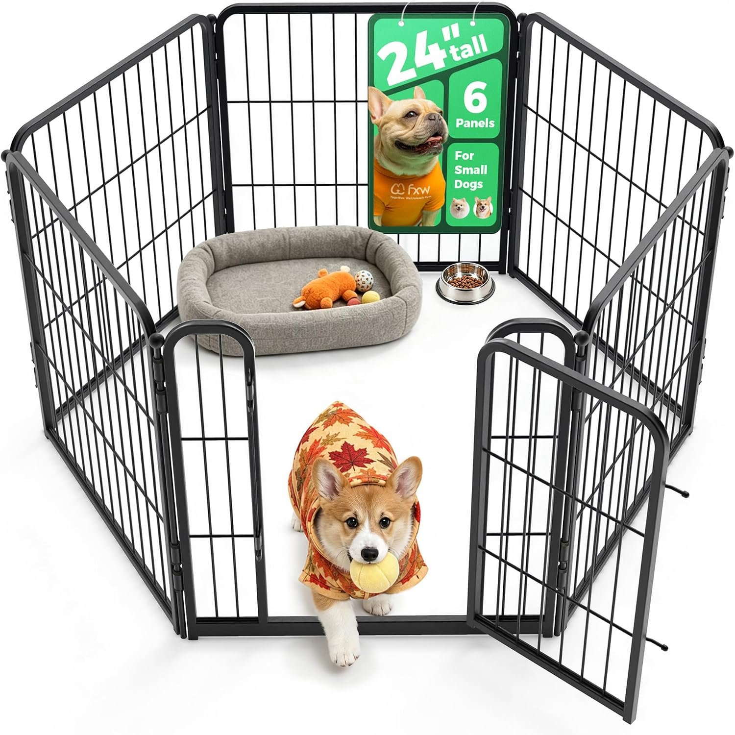 FXW Homeplus Indoor Dog Playpen, 24″ H, 6 Panels, for Puppies & Small Dogs FXW Homeplus Indoor Dog Playpen, 24″ H, 6 Panels, for Puppies & Small Dogs