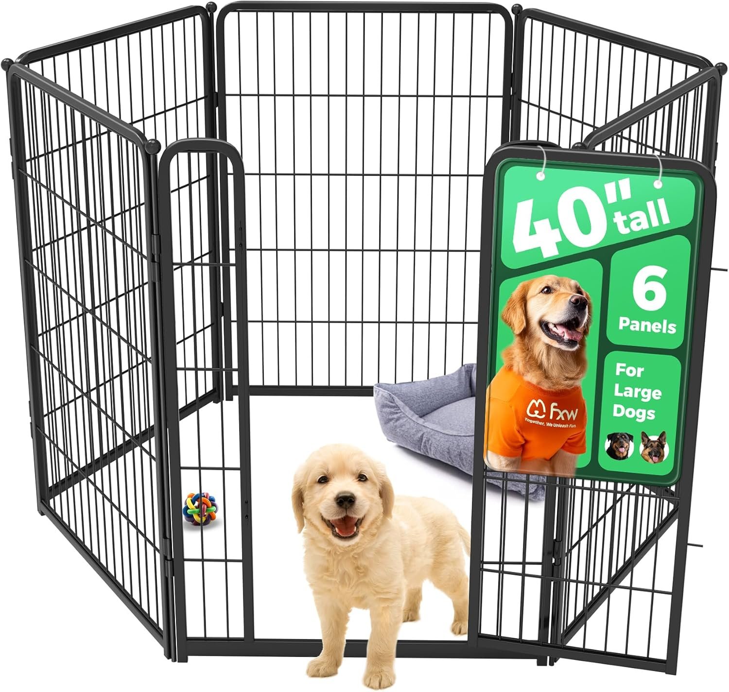 FXW Homeplus Indoor Dog Playpen, 40″ H, 6 Panels, for Medium & Large Dogs FXW Homeplus Indoor Dog Playpen, 40″ H, 6 Panels, for Medium & Large Dogs