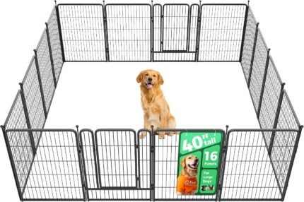 FXW Rollick Dog Playpen, Indoor, Yard & RV Camping, 40″ H, 16 Panels