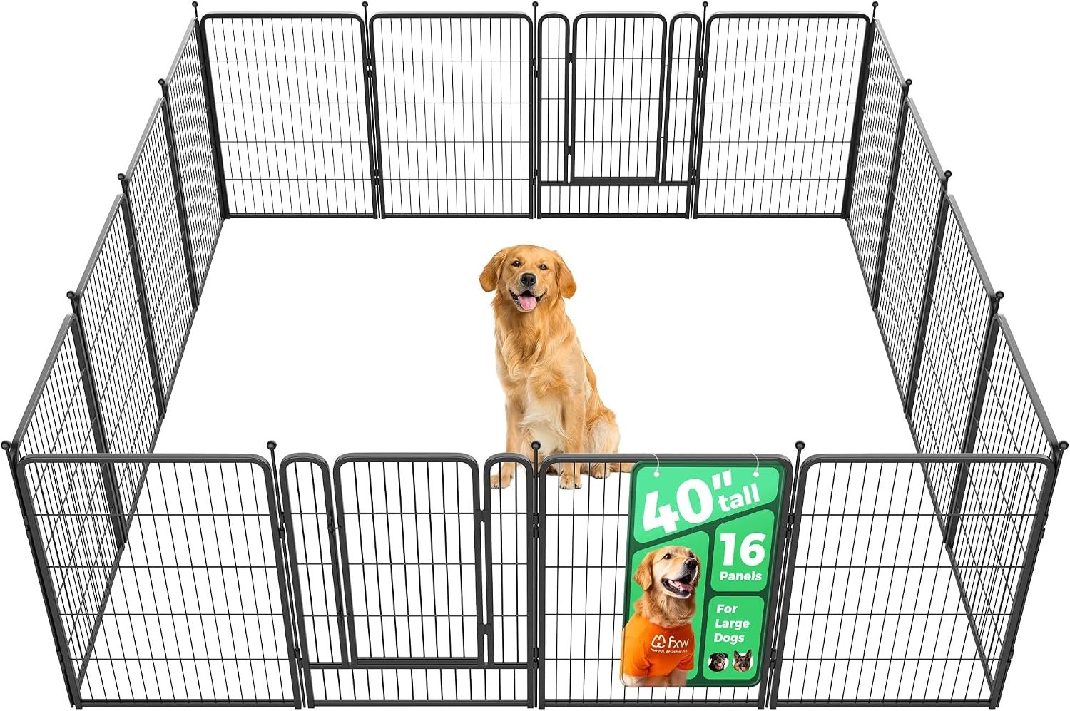 FXW Rollick Dog Playpen, Indoor, Yard & RV Camping, 40″ H, 16 Panels FXW Rollick Dog Playpen, Indoor, Yard & RV Camping, 40″ H, 16 Panels