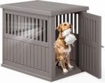 Fancyango 40-Inch Heavy Duty Dog Crate Furniture Lockable Indoor Outdoor Kennel & End Table for Small/Large Dogs Decorative Plastic Pet Cage in Grey - Image 2