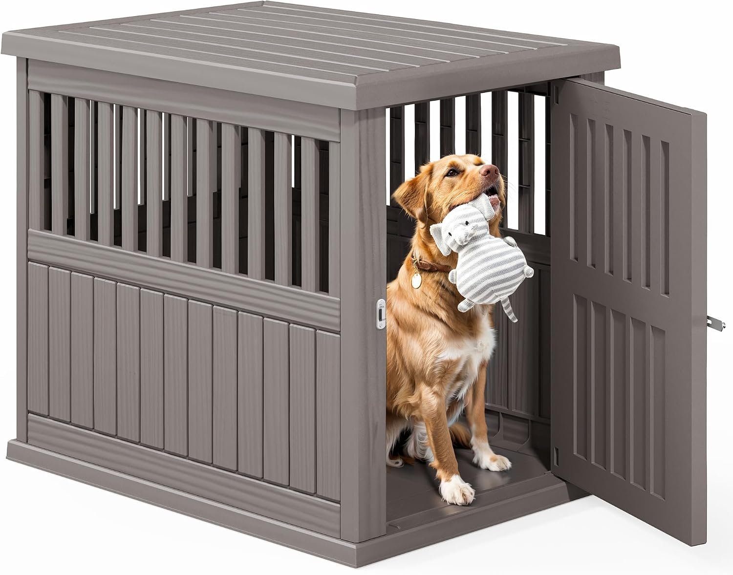 Fancyango 40-Inch Heavy Duty Dog Crate Furniture Lockable Indoor Outdoor Kennel & End Table for Small/Large Dogs Decorative Plastic Pet Cage in Grey Fancyango 40-Inch Heavy Duty Dog Crate Furniture Lockable Indoor Outdoor Kennel & End Table for Small/Large Dogs Decorative Plastic Pet Cage in Grey