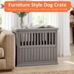 Fancyango Heavy Duty Dog Crate Furniture Lockable Indoor Outdoor Kennel & End Table for Small/Large Dogs Decorative Plastic Pet Crate (Grey, 39.4" L x 28.4" W x 32.6" H) - Image 2