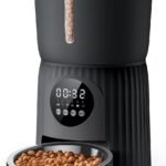 Faroro Automatic Cat Feeder, 4L Cat Food Dispenser with Portion Control, 1-6 Meals Per Day, 10s Voice Recording, Slow Feed, Dual Power Supply for Cats and Small Dogs (Black)