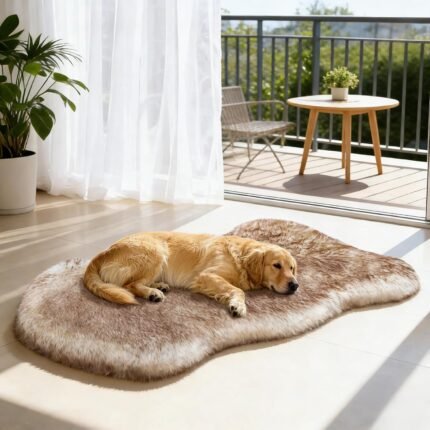Faux Fur Dog Bed Rug for Large Dogs, Orthopedic Thick Foam 50"x30"