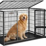 Feandrea 48″ Heavy-Duty Dog Crate, Convenient Feeding Door, Double Doors