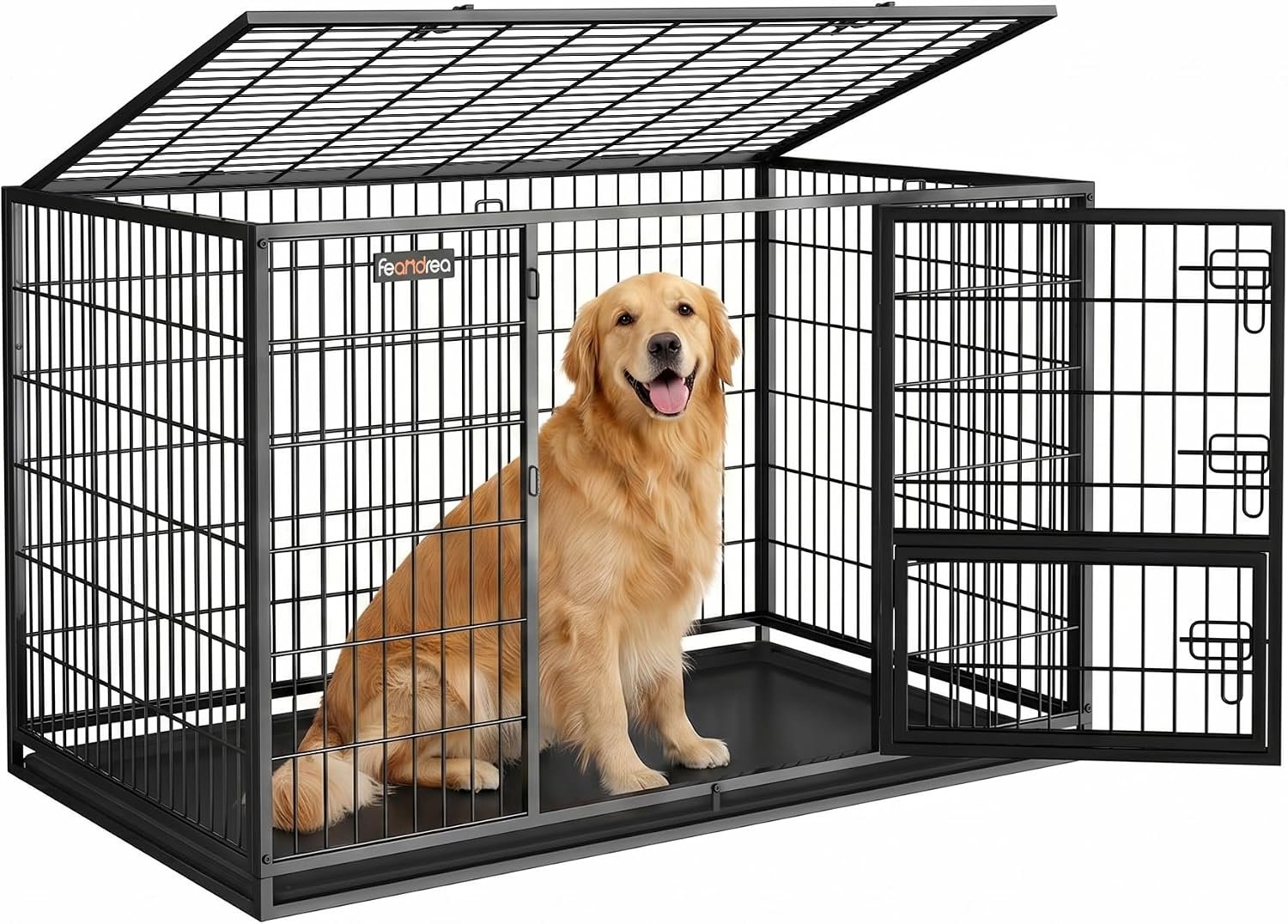 Feandrea 48″ Heavy-Duty Dog Crate, Convenient Feeding Door, Double Doors Feandrea 48″ Heavy-Duty Dog Crate, Convenient Feeding Door, Double Doors