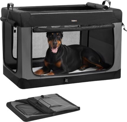 Feandrea Collapsible Dog Crate, Portable Oxford Fabric Pet Carrier, 48-Inch