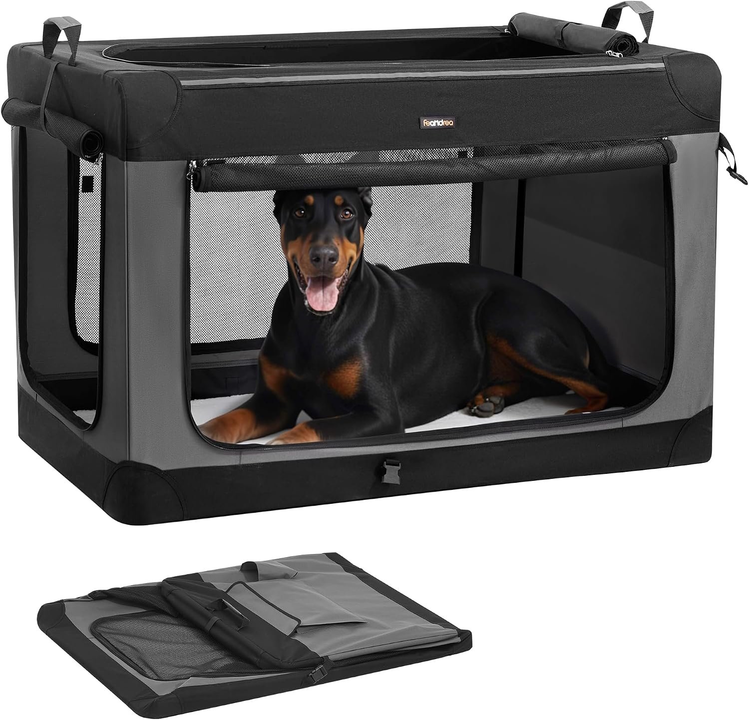 Feandrea Collapsible Dog Crate, Portable Oxford Fabric Pet Carrier, 48-Inch Feandrea Collapsible Dog Crate, Portable Oxford Fabric Pet Carrier, 48-Inch