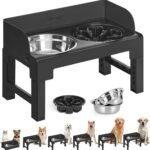 Feandrea Dog Bowls Elevated, Adjustable Height, Tilted Design