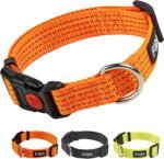 Fida Reflective Nylon Dog Collar with Neon Color for Medium Dogs, Orange