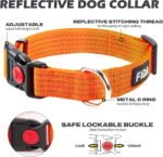 Fida Reflective Nylon Dog Collar with Neon Color for Medium Dogs, Orange - Image 2