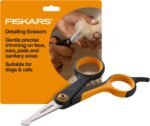 Fiskars Pet Grooming Detailing Scissors for Dogs & Cats, 5.5", Orange/Black