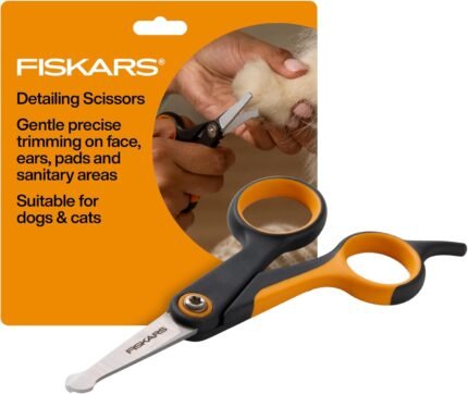 Fiskars Pet Grooming Detailing Scissors for Dogs & Cats, 5.5", Orange/Black