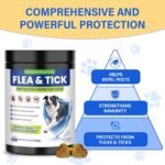 Flea and Tick Protection for Dogs-200 Natural Soft Chewable Fleas Ticks Pests Defense Supplement Supports Skin Coat Immune Health-Daily Oral Flea Tick Treatment All Breeds Ages-Chicken - Image 2