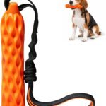 Floating Squeaky Dog Toy, Fetch Training Bumper with Reflective Rope Handle