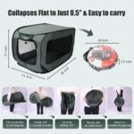 Foldable 36" Dog Crate for Medium Dogs, Portable Waterproof Pop-Up Pet Kennel with Zipper, Collapsible Lightweight Indoor Outdoor Travel Cage with Tie-Down Straps & Ground Nails (Grren) - Image 2