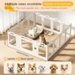 Foldable Clear Acrylic Dog Playpen with Door, 23.6" Acrylic Puppy Playpen, Easy Assemble Indoor Pet Fence with White Frame, Clear Dog Playpen for Puppies & Animal (White, 23.6‘H, 14 Panels + 1 Door) - Image 2