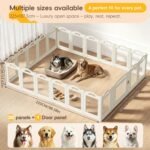 Foldable Clear Acrylic Dog Playpen with Door, 23.6" Acrylic Puppy Playpen, Easy Assemble Indoor Pet Fence with White Frame, Clear Dog Playpen for Puppies & Animal (White, 23.6‘H, 20 Panels + 1 Door) - Image 2