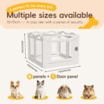 Foldable Clear Acrylic Dog Playpen with Door, 23.6" Acrylic Puppy Playpen, Easy Assemble Indoor Pet Fence with White Frame, Clear Dog Playpen for Puppies & Animal (White, 23.6‘H, 6 Panels + 1 Door) - Image 2