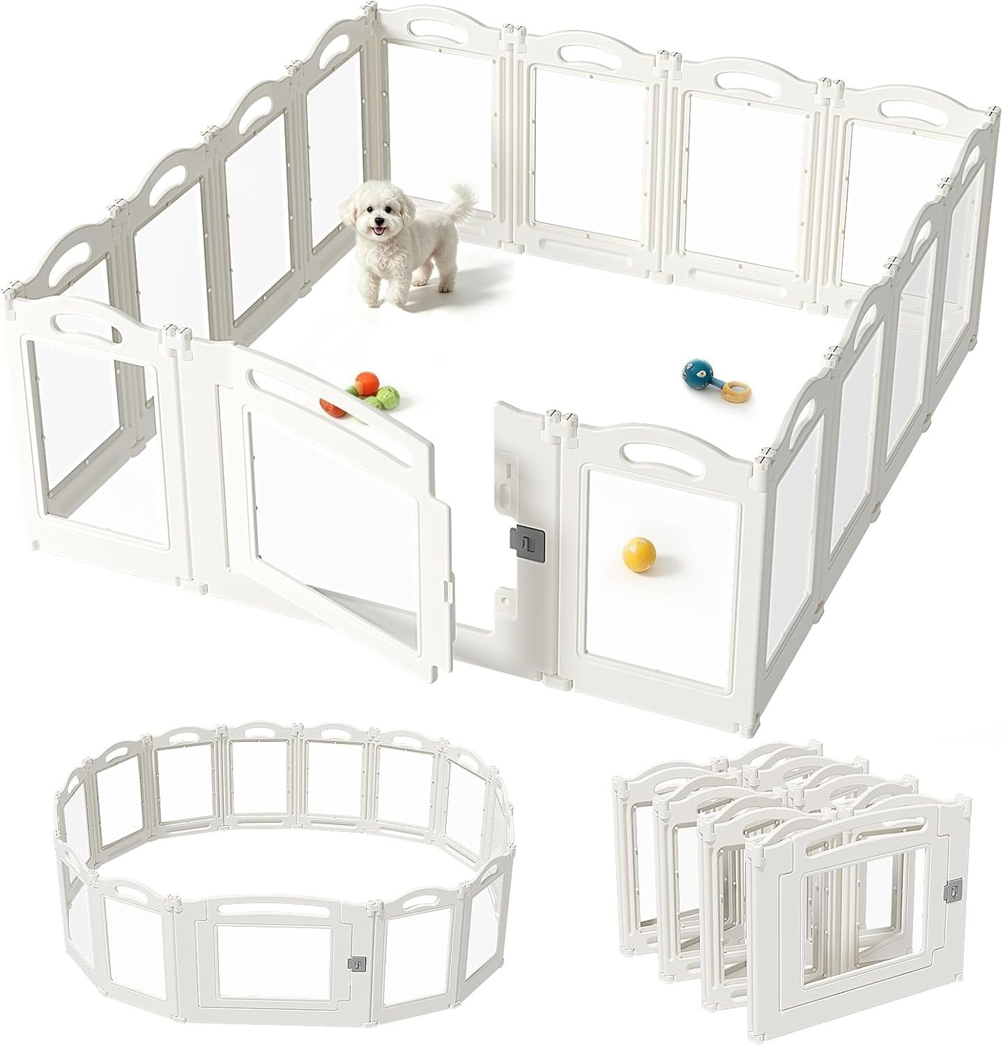 Foldable Clear Acrylic Dog Playpen with Door, 23.6″ Acrylic Puppy Playpen, Easy Assemble Indoor Pet Fence with White Frame, Clear Dog Playpen for Puppies & Animal (White, 23.6‘H, 12 Panels + 1 Door) Foldable Clear Acrylic Dog Playpen with Door, 23.6″ Acrylic Puppy Playpen, Easy Assemble Indoor Pet Fence with White Frame, Clear Dog Playpen for Puppies & Animal (White, 23.6‘H, 12 Panels + 1 Door)