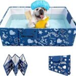 Foldable Dog Bathtub for Small to Medium Dogs & Cats Pool, Collapsible Pet Bath Tub for Shower/Kitchen Sink, Thickened Insulated Base, Portable & Space-Saving Puppy Wash Basin, Blue
