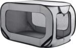 Foldable Dog Kennel for Medium Dogs 36-inch, Portable Waterproof Dog Crate, Pop-Up Indoor/Outdoor Pet Cage & Car Seat Travel Bed (Grey)