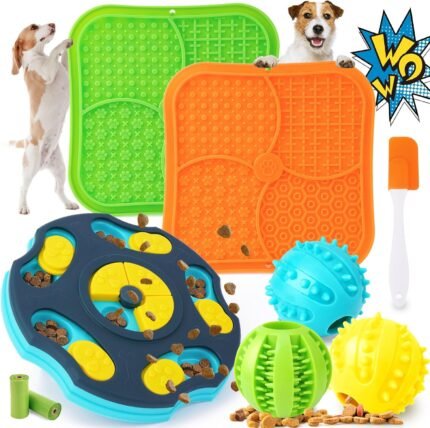 Forfon 9 Pack Dog Enrichment Toy Set with Puzzle Toy & Lick Mats