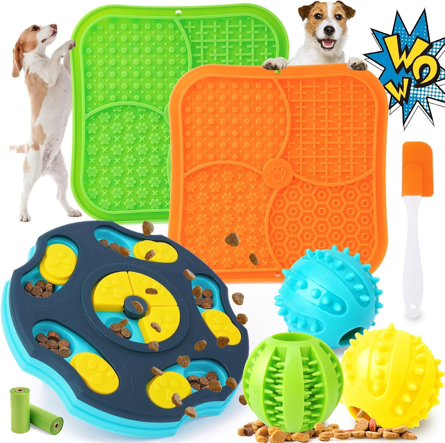 Forfon 9 Pack Dog Enrichment Toy Set with Puzzle Toy & Lick Mats Forfon 9 Pack Dog Enrichment Toy Set with Puzzle Toy & Lick Mats