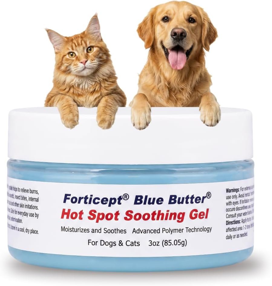 Forticept Dog Wound Care Blue Butter Gel, Hot Spot Treatment for Dogs, Itch Relief, Moisturizing, Prevents Infection, Scratches & Skin Ulcers, Cracked Paw Pads Gel, 3 Ounces (3 OZ) Forticept Dog Wound Care Blue Butter Gel, Hot Spot Treatment for Dogs, Itch Relief, Moisturizing, Prevents Infection, Scratches & Skin Ulcers, Cracked Paw Pads Gel, 3 Ounces (3 OZ)