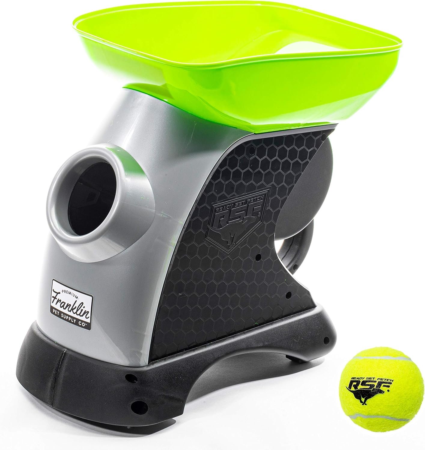 Franklin Pet Supply Ready Set Fetch Automatic Tennis Ball Launcher Dog Toy – Authentic Tennis Ball Thrower – Launchesup to 40′ – Interactive Pet Toy Franklin Pet Supply Ready Set Fetch Automatic Tennis Ball Launcher Dog Toy – Authentic Tennis Ball Thrower – Launchesup to 40′ – Interactive Pet Toy