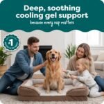 FurHaven Cooling Gel Dog Bed for Large Dogs, Perfect Comfort Sofa Bed, Cool Gel-Top Foam & Solid Orthopedic Foam Base for Joint Support, Removable Washable Cover, Jumbo XL, Plush & Velvet, Brownstone - Image 2