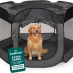 FurHaven Soft-Sided Dog & Cat Playpen, Portable Foldable Indoor & Outdoor Pet Playpen with Mesh Windows & Zippered Door, Gray, Extra Large