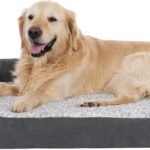 Furhaven Orthopedic Dog Bed for Large Dogs w/ Removable Bolsters & Washable Cover, For Dogs Up to 95 lbs – Two-Tone Plush Faux Fur & Suede L Shaped Chaise – Stone Gray, Jumbo/XL