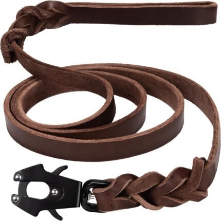 GEIT Genuine Leather Heavy Duty Dog Leash for Medium and Large Dogs