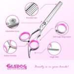 GLADOG Professional 4 in 1 Dog Grooming Scissors Set with Safety Round Tips, Sharp and Heavy-duty Pet Grooming Shears for Cats (Pink) - Image 2