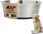 GORILLA GRIP Dog Bowl, Food Grade 304 Stainless Steel, 6 Cup, Black