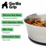 GORILLA GRIP Dog Bowl Set, Food Grade 304 Stainless Steel, 2 Cup, Black - Image 2