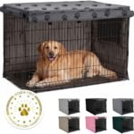 GORILLA GRIP Dog Enclosure Crate Cover Kennel Cage Topper 42in GrayBlackPaw