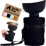GORILLA GRIP Portable Dog Water Bottle, Food Grade Silicone, 12oz Black